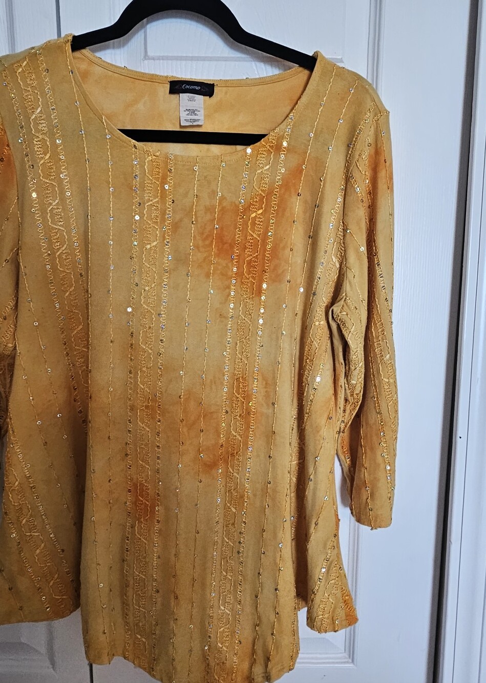 Cocomo Womens Tunic With Embelishments Sz Large 3/4 Sleeve